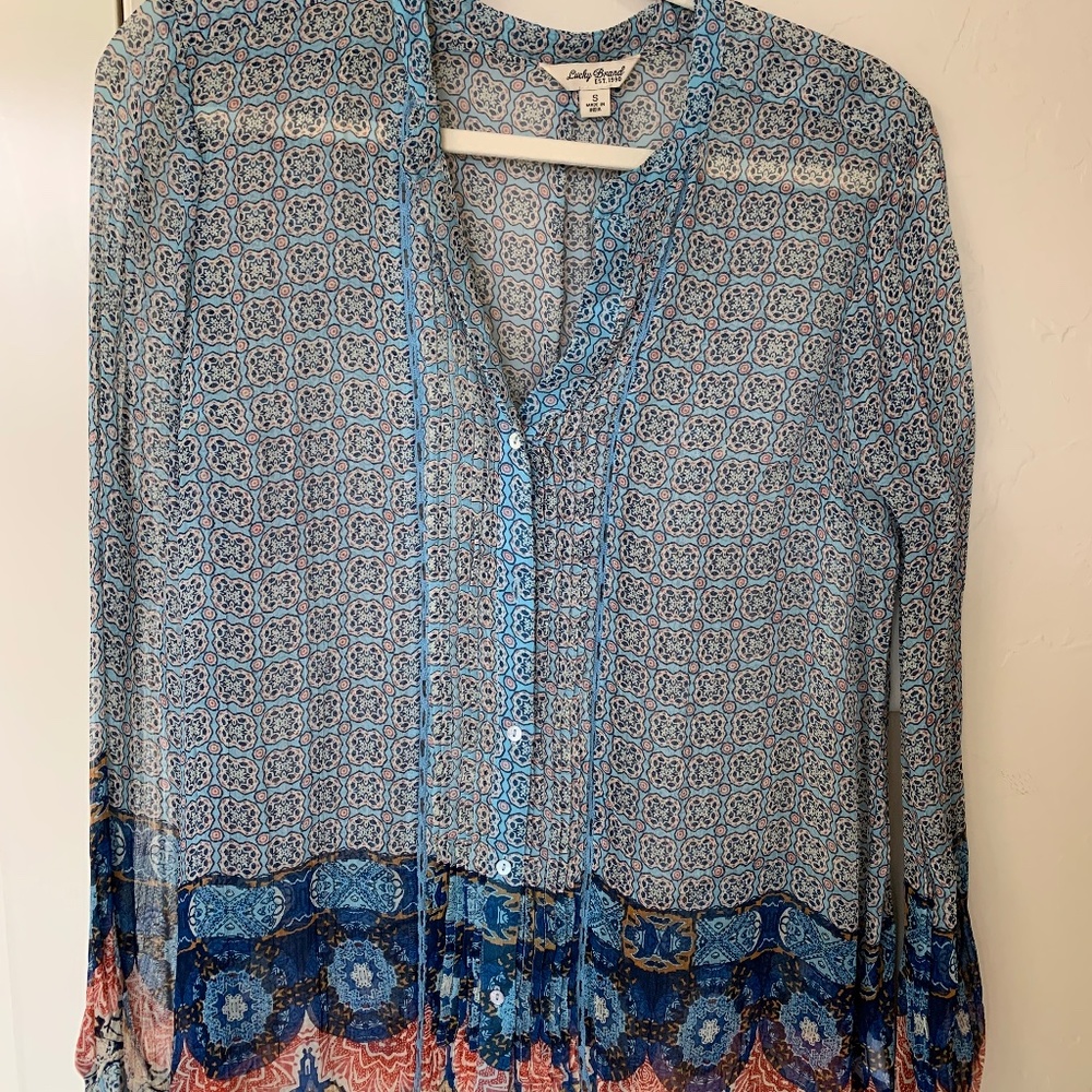 Lucky Brand Sheer button up blouse